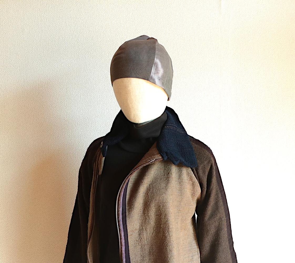 草木染綿グレー丸帽