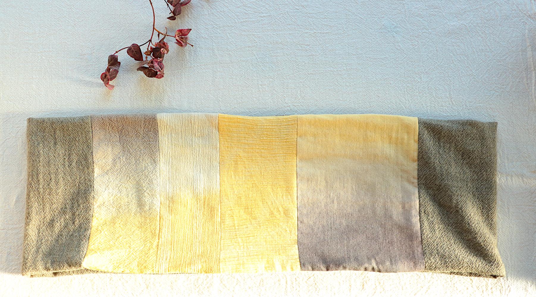 グレー/イエローグラデーション/ウール/綿/幅太/◎スヌード | 6枚目