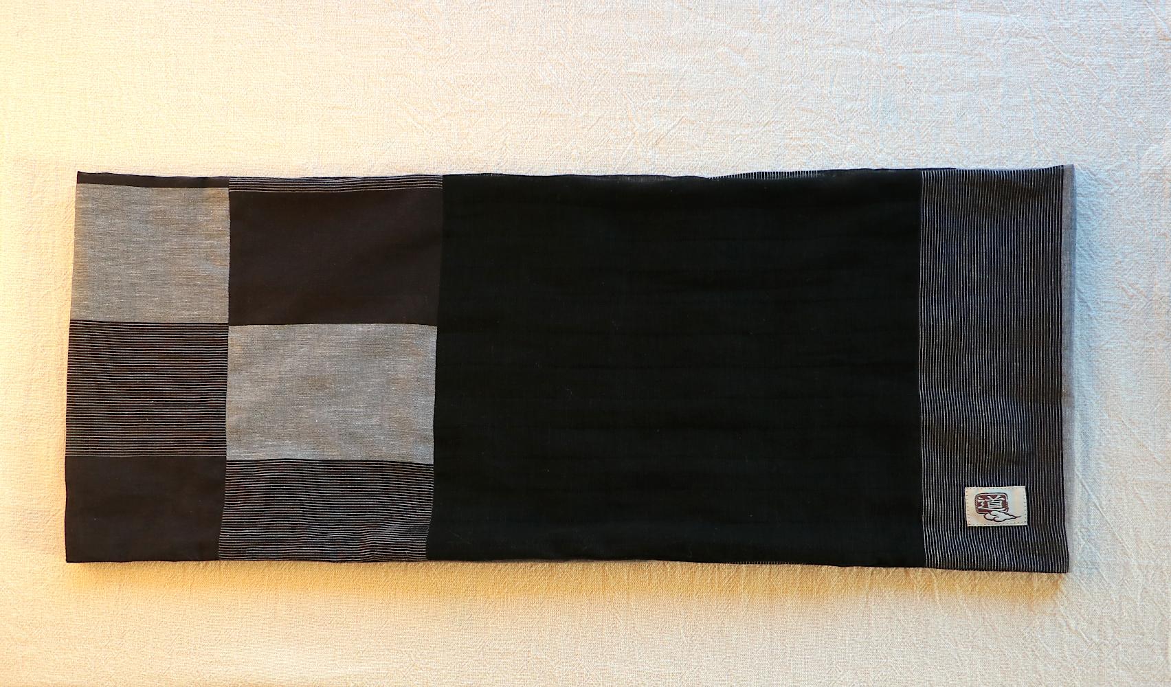 黒/グレー/しま/綿/リネン/幅太/◎スヌード | 7枚目