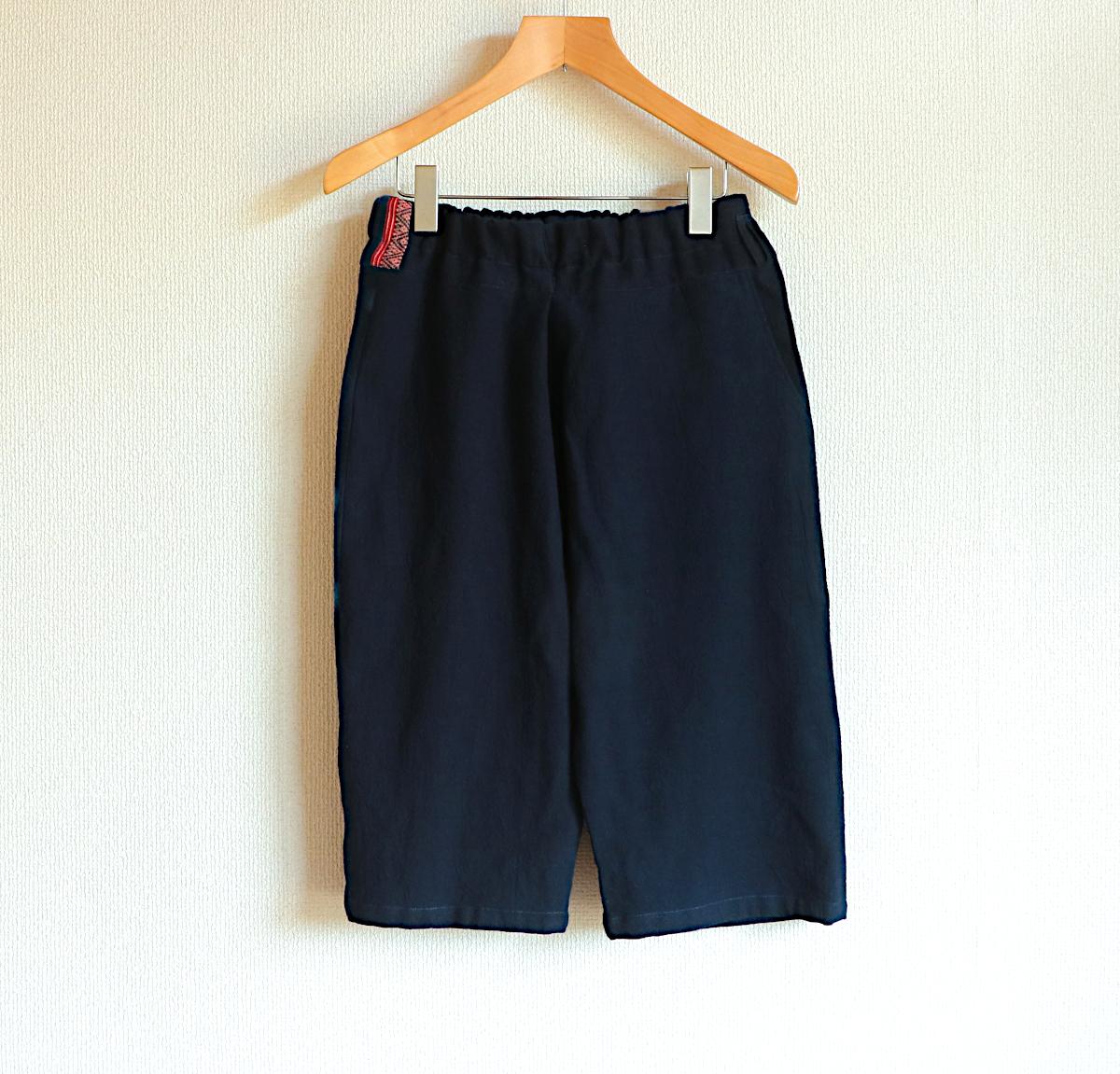 藍染綿のハーフタックパンツ(水玉/紅) | 6枚目